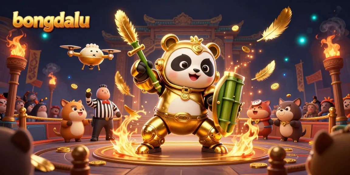 Engage with bongdalu's exciting casino arena featuring a mech-suit panda in action.