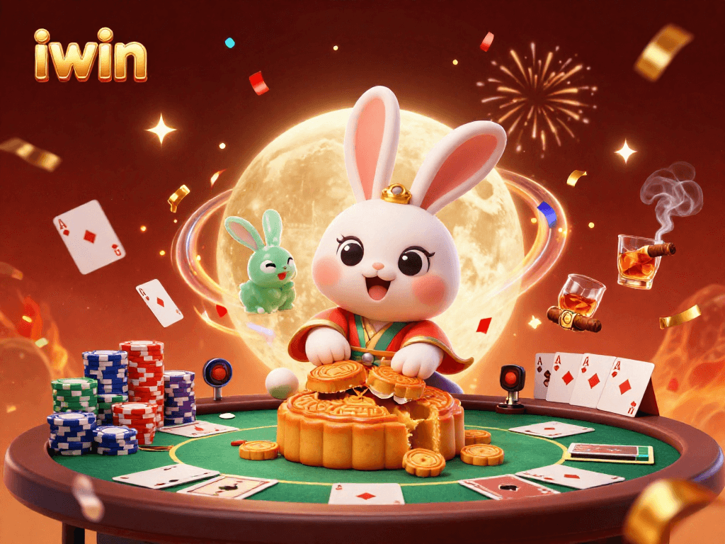 Engage in a thrilling game at iwin with festive casino elements and vibrant characters.