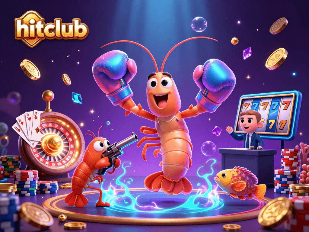 Join the excitement at hitclub with this vibrant 3D casino scene featuring a unique mix of colorful gaming elements.