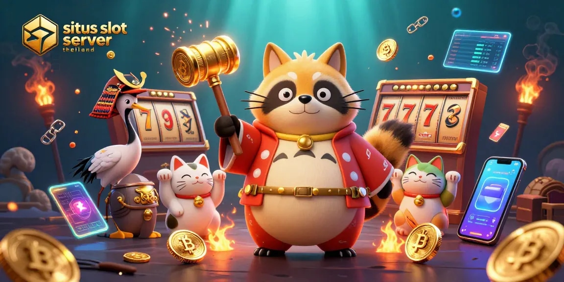 Experience excitements with situs slot server thailand amid cheerful characters and vibrant gambling elements.
