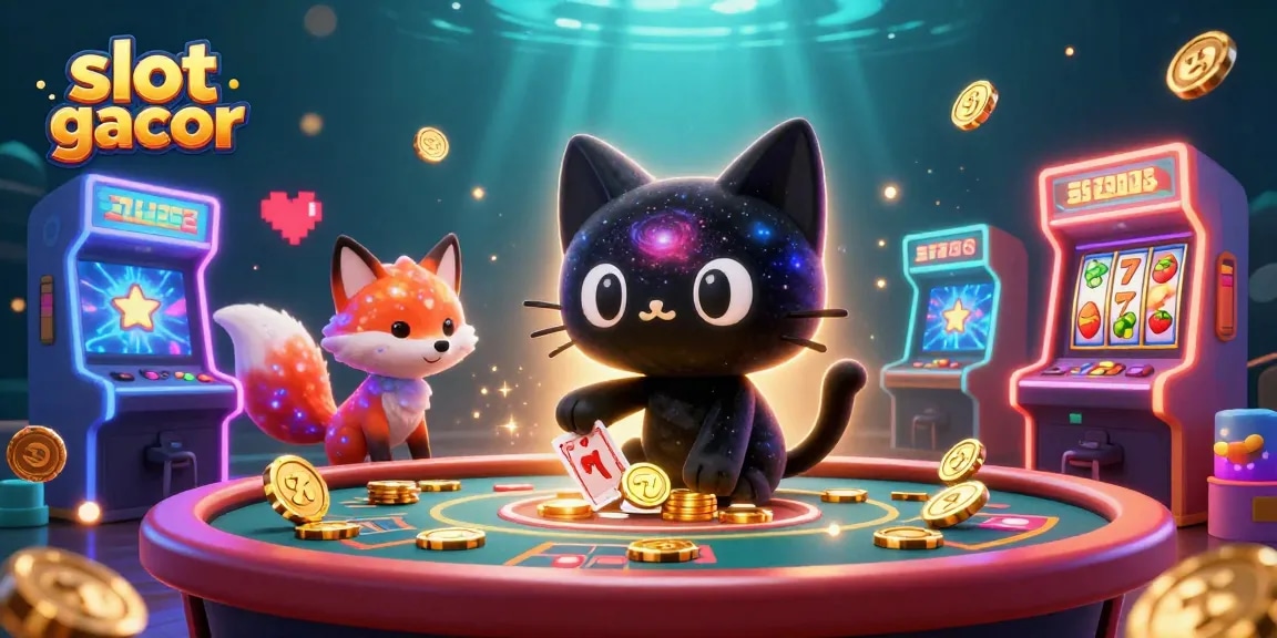 Experience thrilling spin victories at slot gacor with a captivating illustration of cosmic characters.