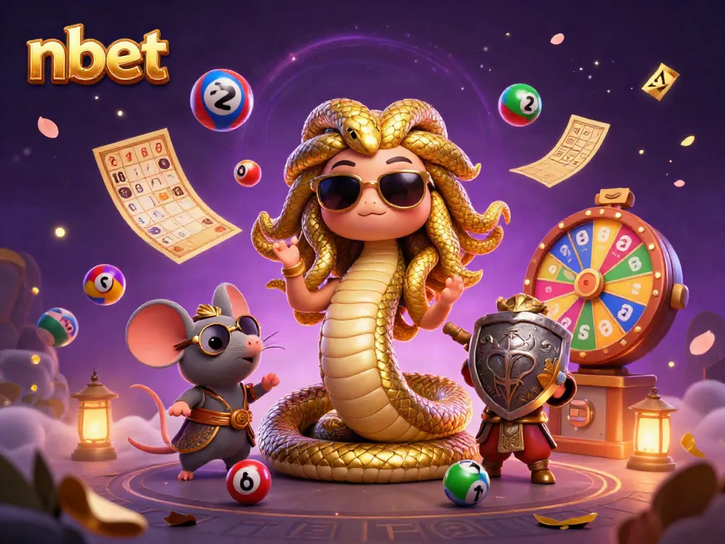 Experience exciting lottery games with nbet's vibrant scene featuring friendly Medusa and dynamic elements.