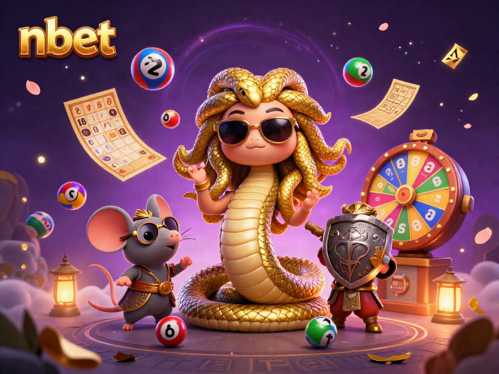 Experience exciting lottery games with nbet's vibrant scene featuring friendly Medusa and dynamic elements.