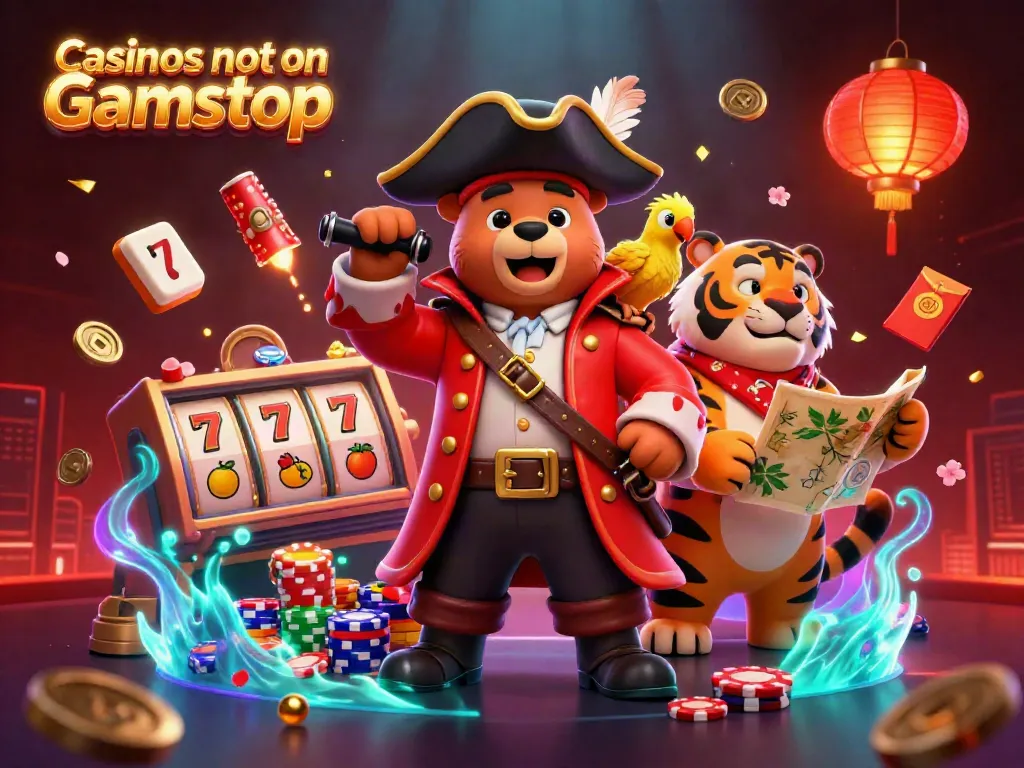 Experience the thrill of Casinos not on Gamstop with vibrant 3D characters and casino elements in a lively scene.