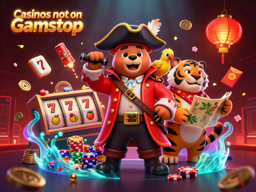 Experience the thrill of Casinos not on Gamstop with vibrant 3D characters and casino elements in a lively scene.