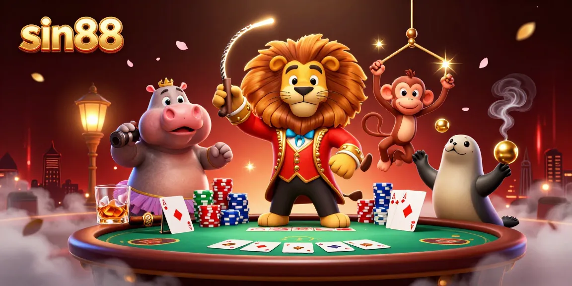 Experience thrilling gameplay with sin88 in this vibrant 3D casino illustration featuring dynamic characters.