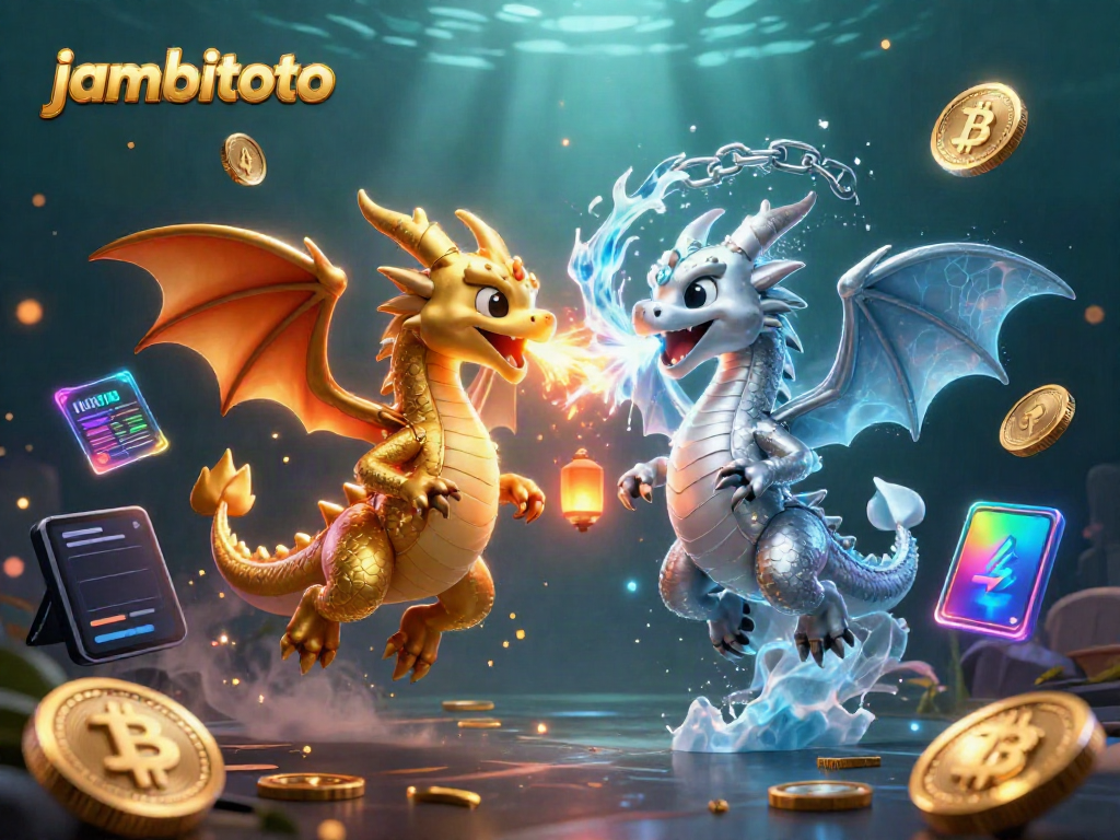 Engage with jambitoto as gold and silver dragons create a dynamic casino scene.