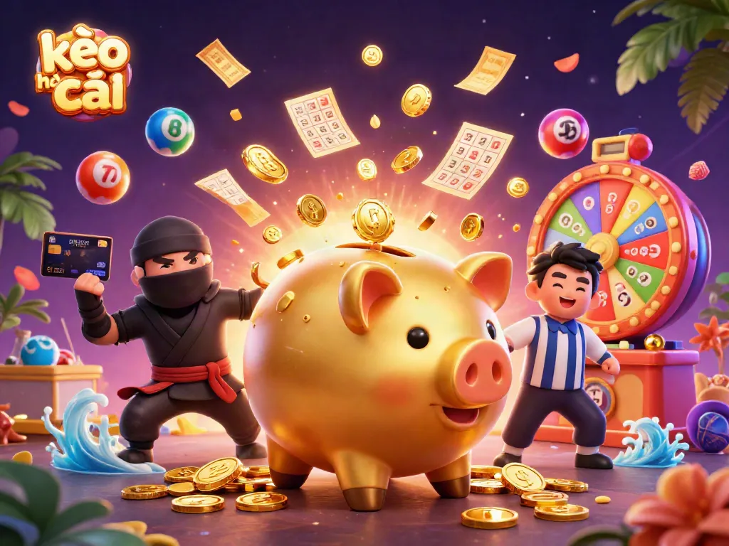 Winning at kèo nhà cái with a sumo wrestler shaking coins in a vibrant casino scene.