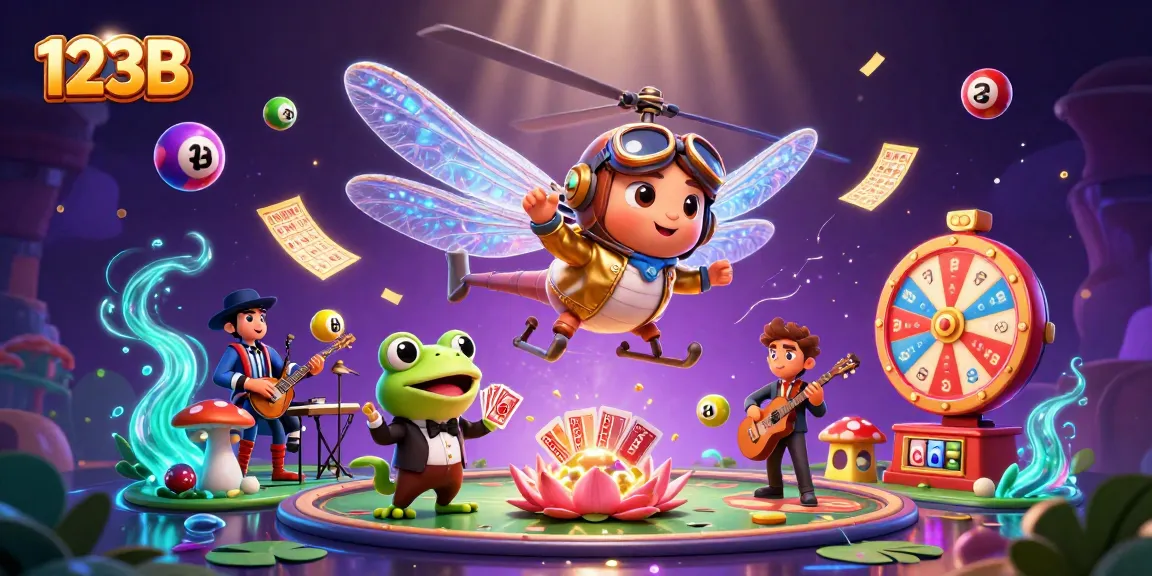 Watch 123B come alive as a dragonfly pilot hovers above a lily pad casino, showcasing vibrant gambling elements.