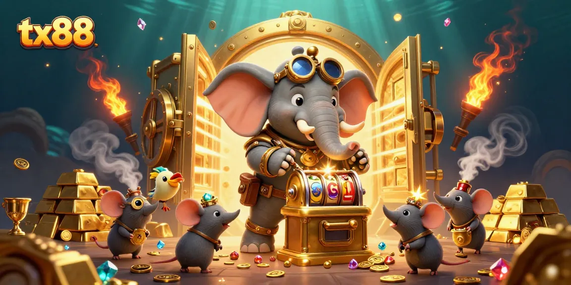 Engage with tx88's vibrant slot action featuring a steampunk elephant engineer winning big!