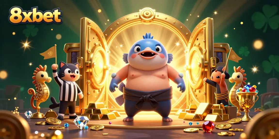 Experience fun at 8xbet with a lively underwater casino featuring unique characters and treasures.