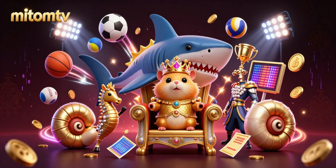 Experience live sports excitement with mitomtv's thrilling 3D digital illustration showcasing vibrant gaming elements.
